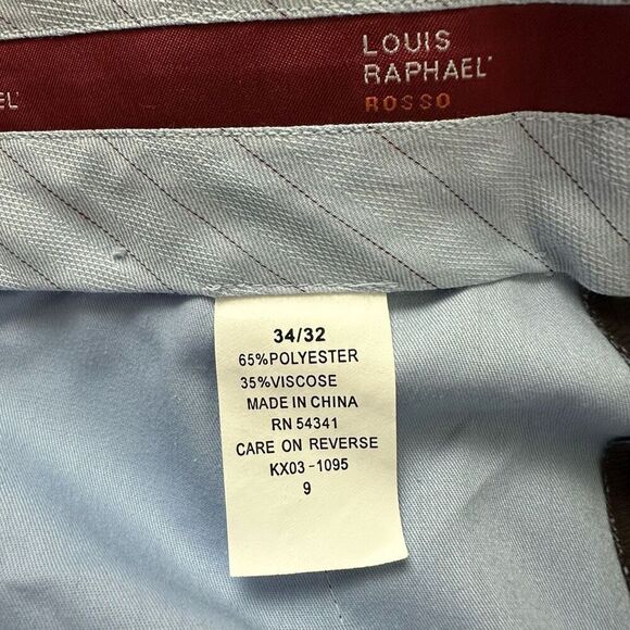 Louis Raphael Rosso Men's 34x32 Pleated‎ Dress Pants Brown Office Professional - Picture 5 of 9